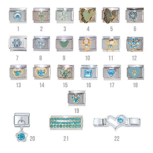 Various March Birthstones - Birthmonth 9mm Italian charm