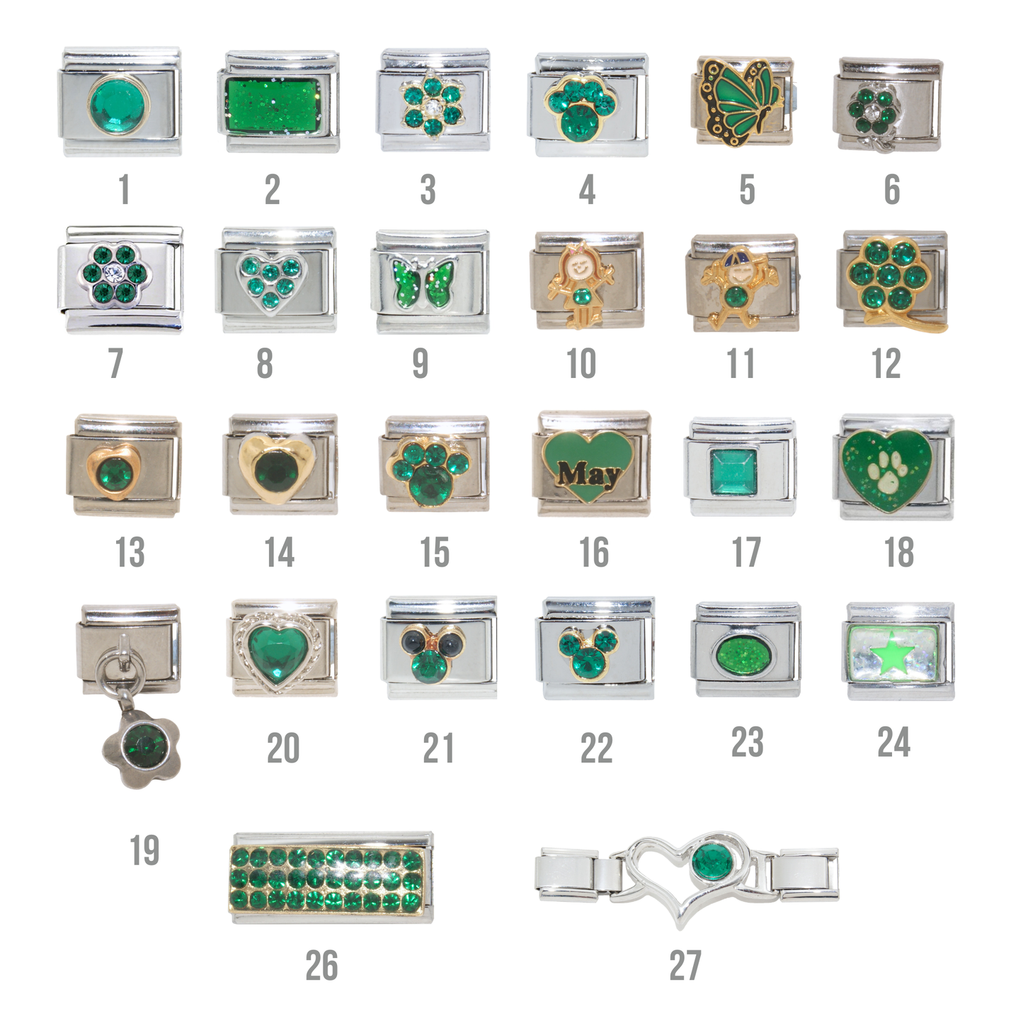 Various May Birthstones - Birthmonth 9mm Italian charm