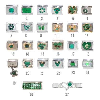 Various May Birthstones - Birthmonth 9mm Italian charm