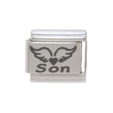 Son with Angel wings and Heart 9mm Italian charm
