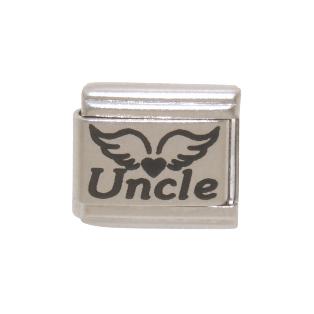 Uncle with Angel wings and Heart 9mm Italian charm