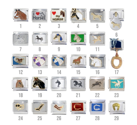 Horses 9mm Italian charms