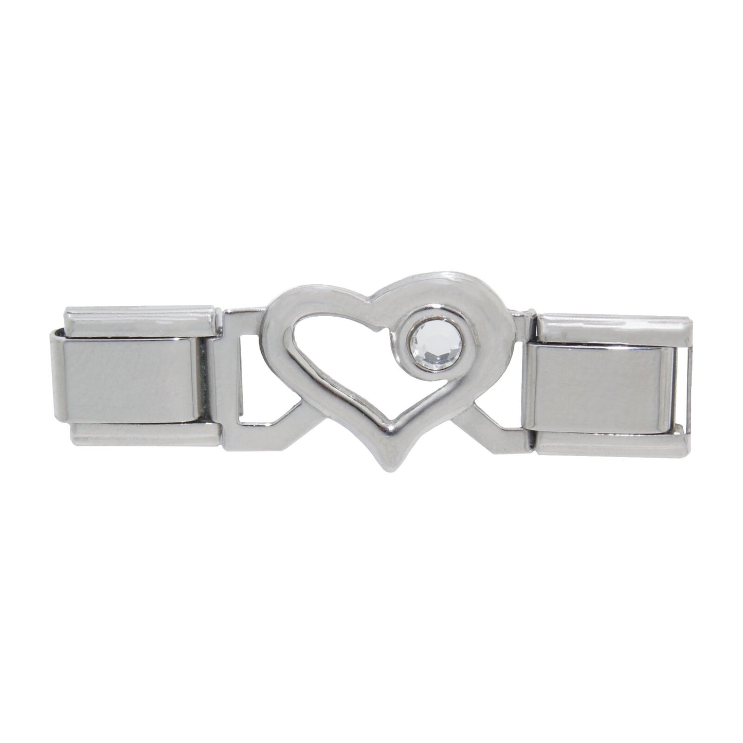 Connector links - Open heart birthstone 9mm Italian charms