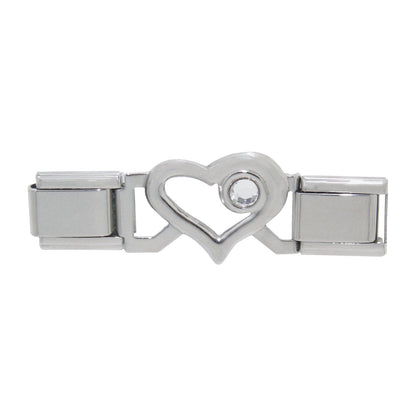 Connector links - Open heart birthstone 9mm Italian charms