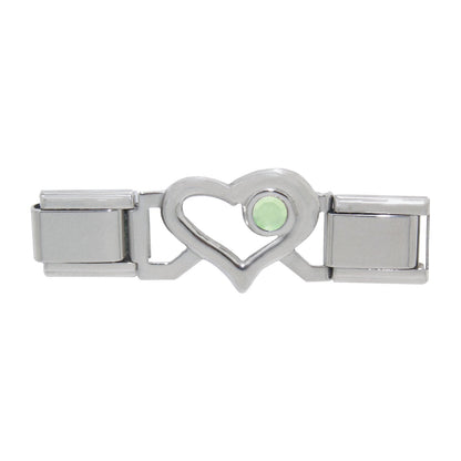 Connector links - Open heart birthstone 9mm Italian charms