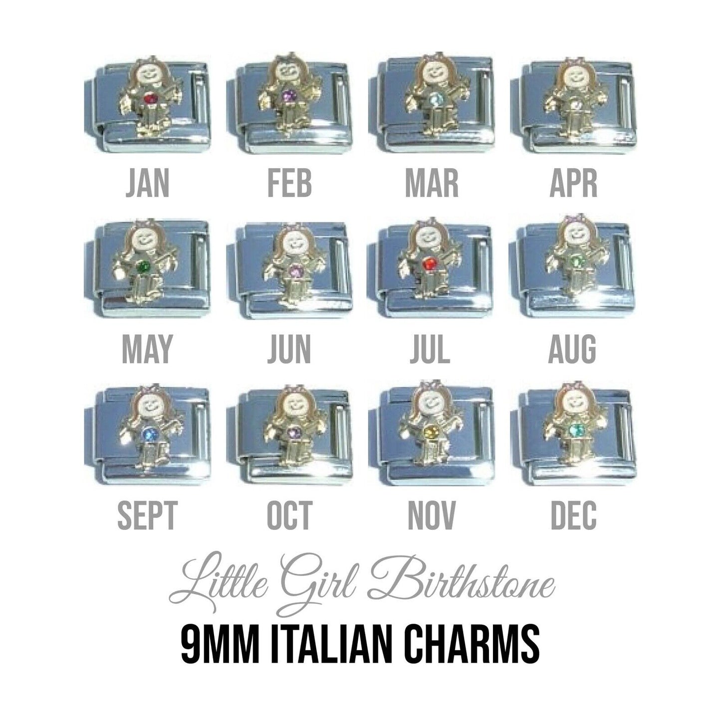 Birthstones - Little girl 9mm Italian charm