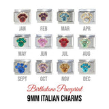 Birthstones - Paw print 9mm Italian charm