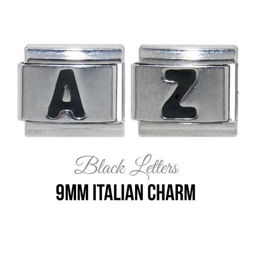 Letters - Black 9mm Italian charm