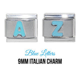 Letters - Blue 9mm Italian charm