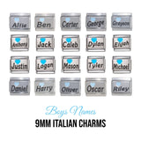 Boy's name with blue heart 9mm Italian charm