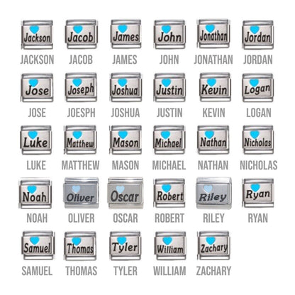 Boy's name with blue heart 9mm Italian charm