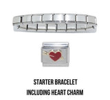Shiny starter 9mm Italian charm bracelet and heart charm