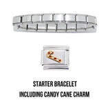 Shiny starter 9mm Italian charm bracelet including a candy cane charm