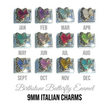 Birthstones - Butterfly enamel 9mm Italian charm