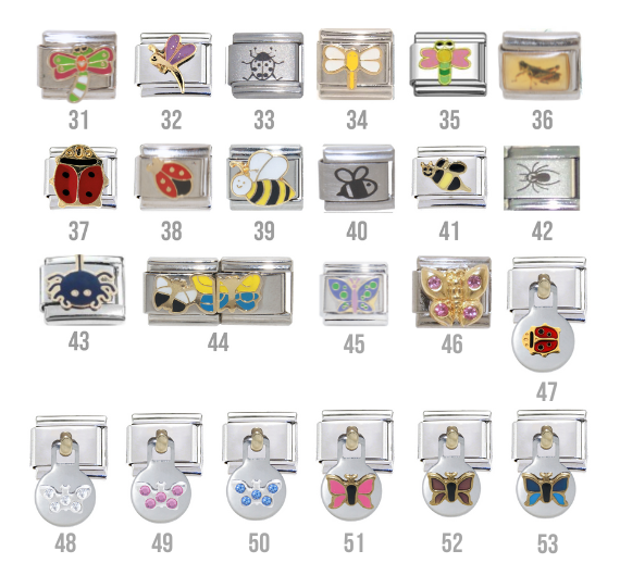 Butterflies insects 9mm Italian Charms