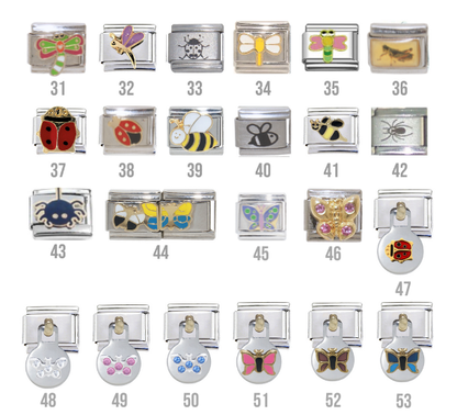 Butterflies insects 9mm Italian Charms