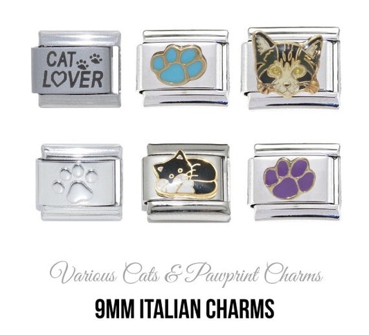 Cats & Pawprints 9mm Italian charms