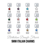 Birthstones - Dangle flower 9mm Italian charm