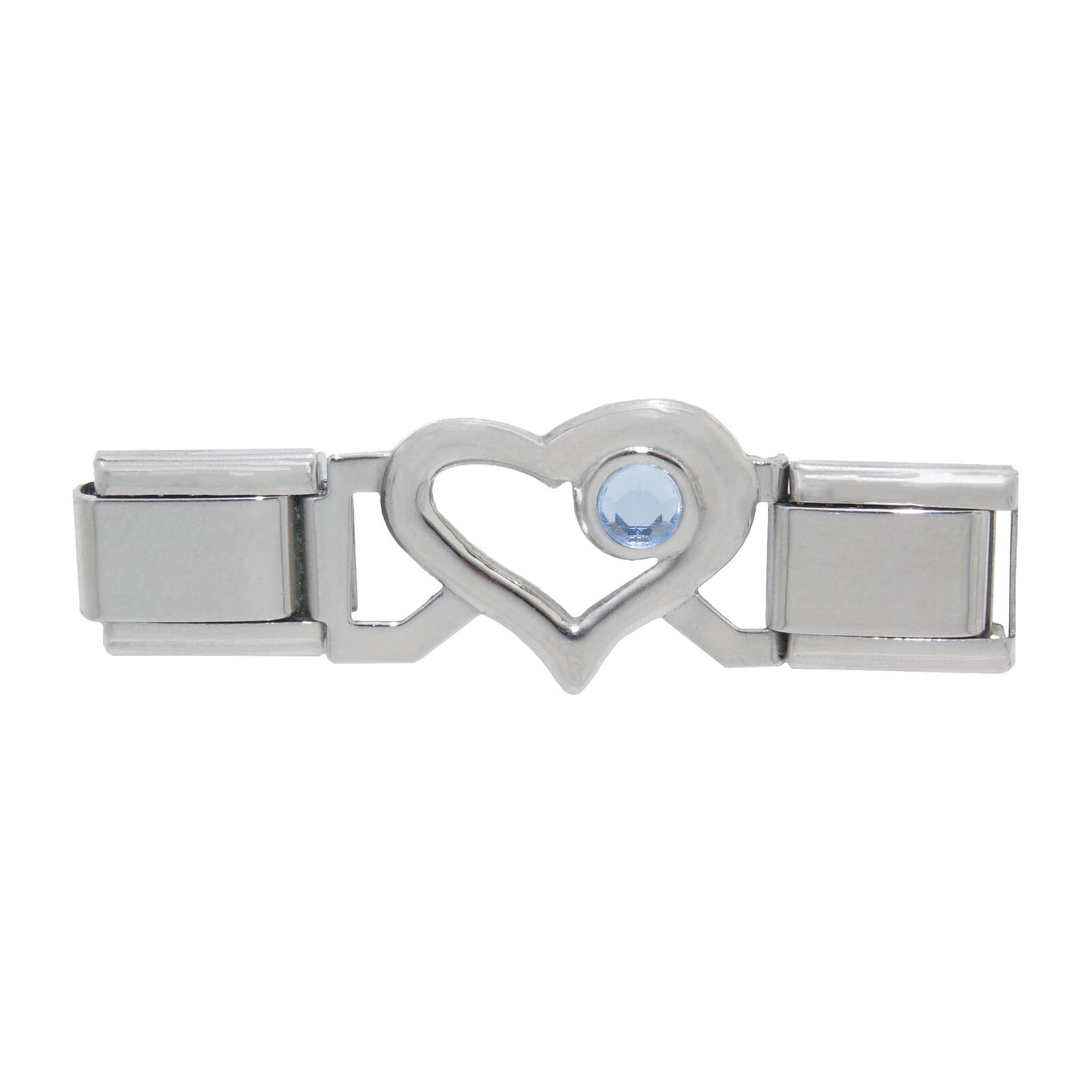 Connector links - Open heart birthstone 9mm Italian charms