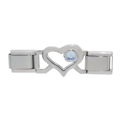 Connector links - Open heart birthstone 9mm Italian charms