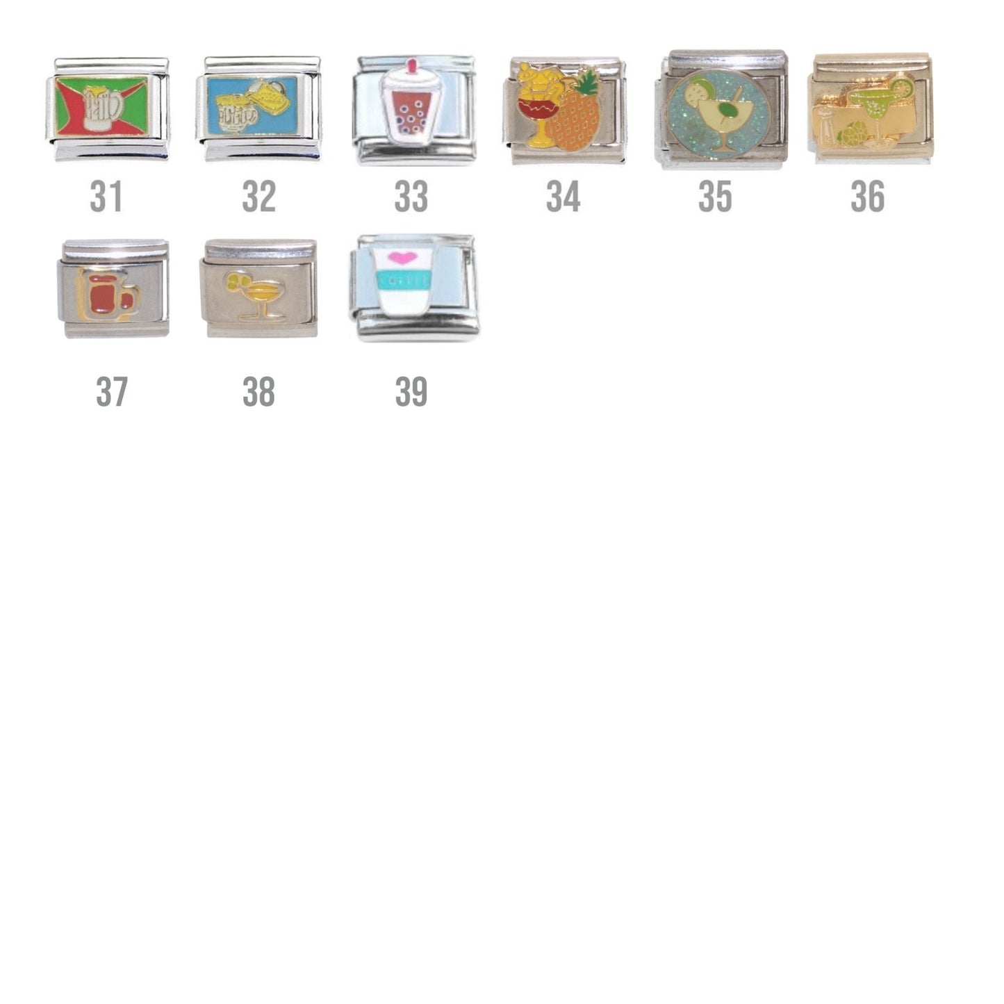 Tea, coffee wine and other drinks 9mm Italian charms