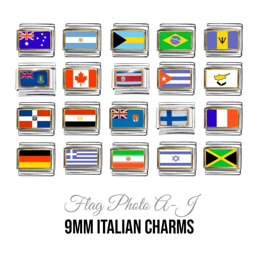 World flags Countries A-J 9mm Italian charms