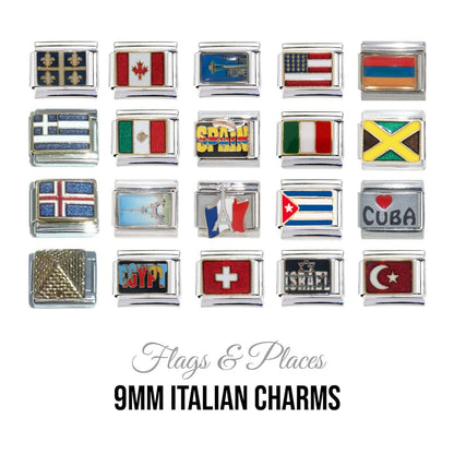 Flags and places - 9mm Italian charms