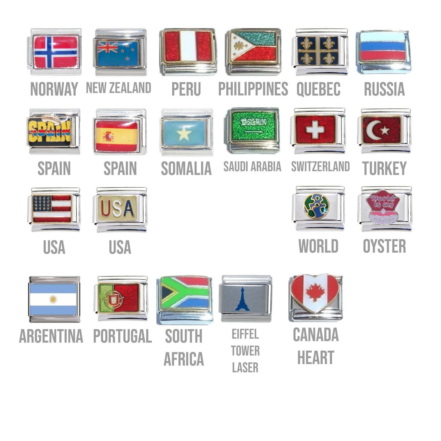 Flags and places - 9mm Italian charms