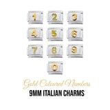 Gold coloured numbers - 9mm Italian charm