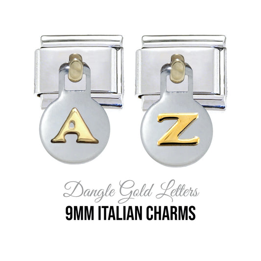 Letter - dangle gold colour 9mm Italian charms