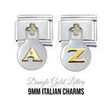 Letter - dangle gold colour 9mm Italian charms