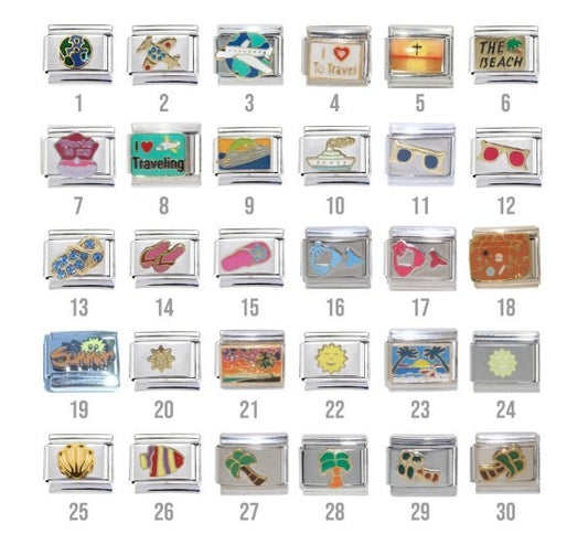 Holiday and travel 9mm Italian charms