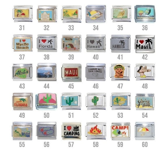 Holiday and travel 9mm Italian charms