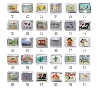 Holiday and travel 9mm Italian charms