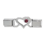 Connector links - Open heart birthstone 9mm Italian charms