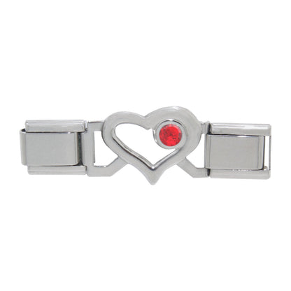 Connector links - Open heart birthstone 9mm Italian charms