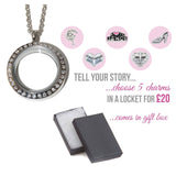 Floating locket including 5 charms of your choice - floating charms
