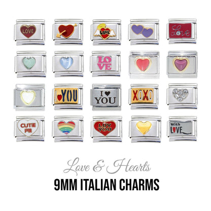 Love and Hearts 9mm Italian Charms