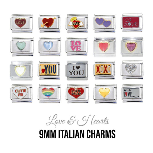 Love and Hearts 9mm Italian Charms