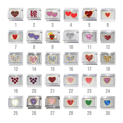 Love and Hearts 9mm Italian Charms