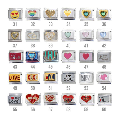 Love and Hearts 9mm Italian Charms