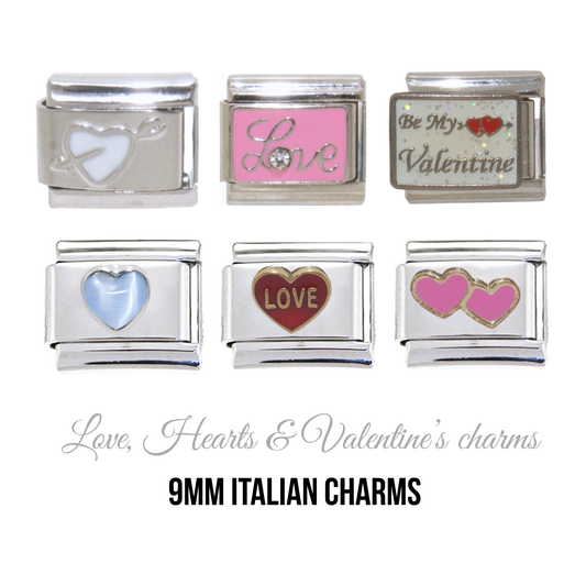 Love, Hearts & Valentines Day 9mm Italian Charms