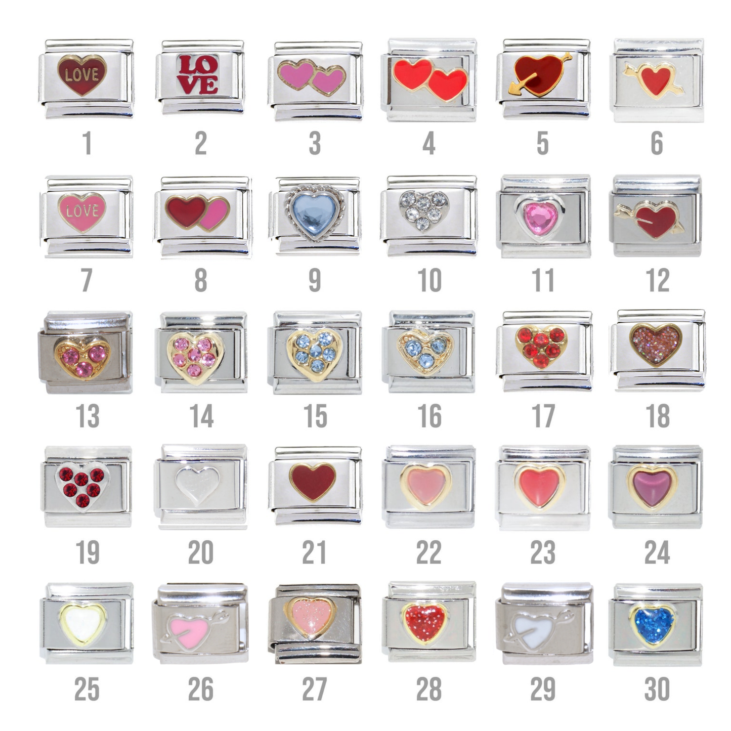 Love, Hearts & Valentines Day 9mm Italian Charms