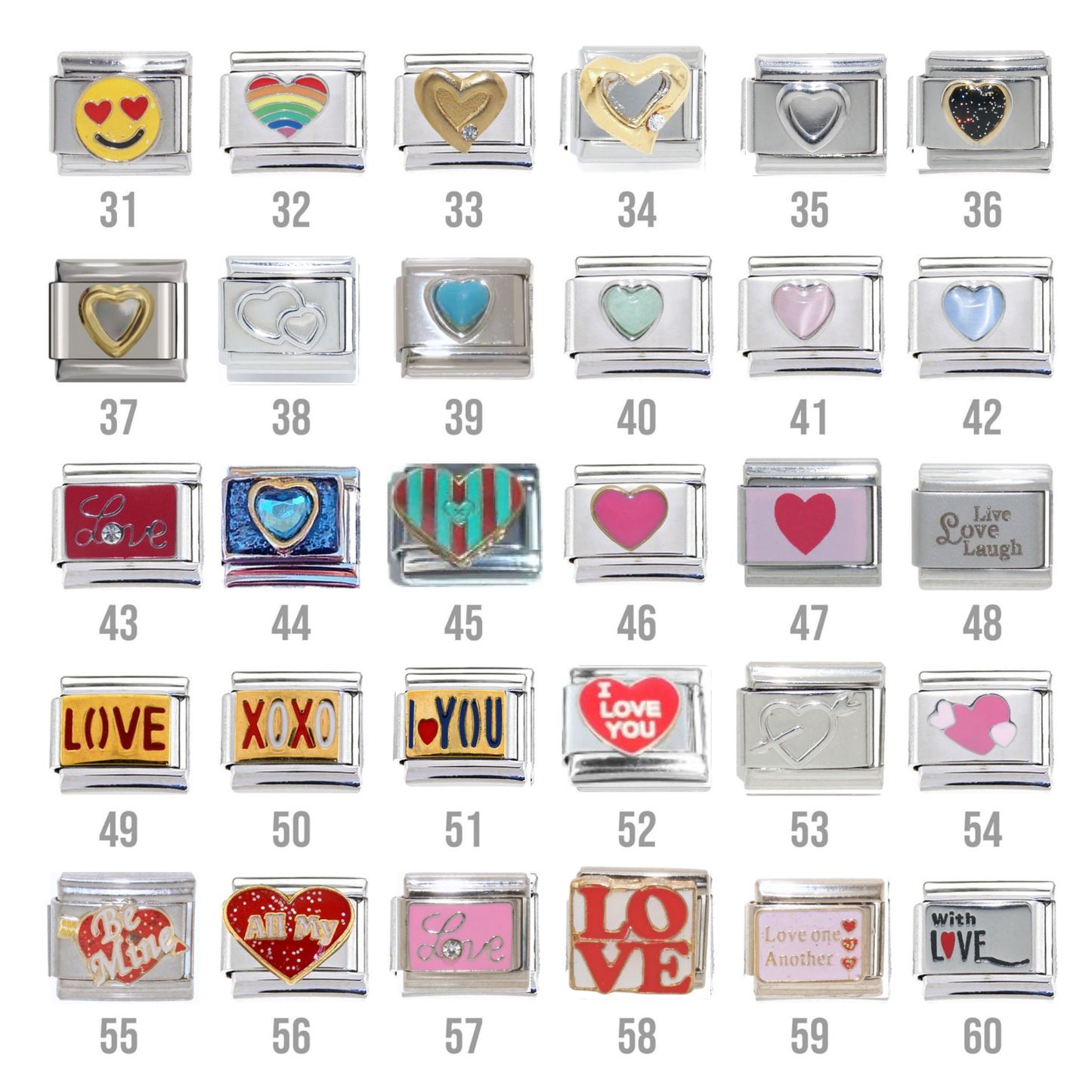 Love, Hearts & Valentines Day 9mm Italian Charms