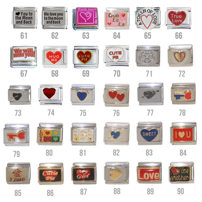 Love, Hearts & Valentines Day 9mm Italian Charms