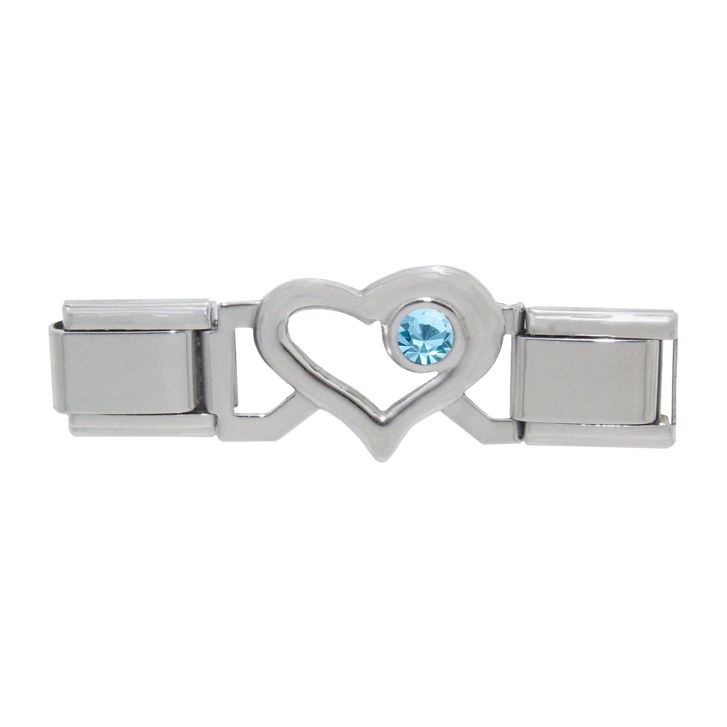 Connector links - Open heart birthstone 9mm Italian charms