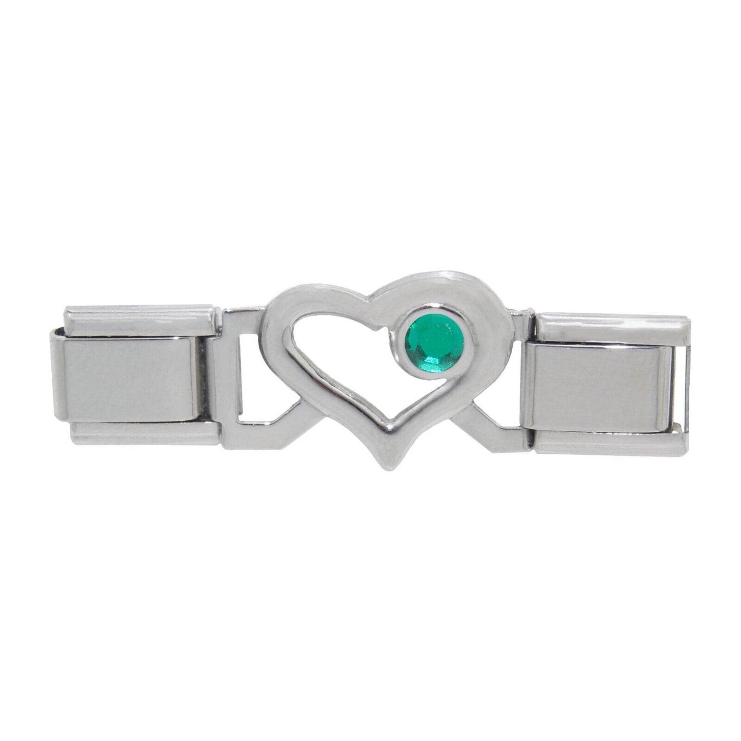 Connector links - Open heart birthstone 9mm Italian charms