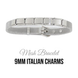 Bracelet - Silvertone Mesh 9mm Italian charm bracelet