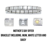 Mother's Day bracelet offer - Bracelet, daisy, mum & letter of your choice