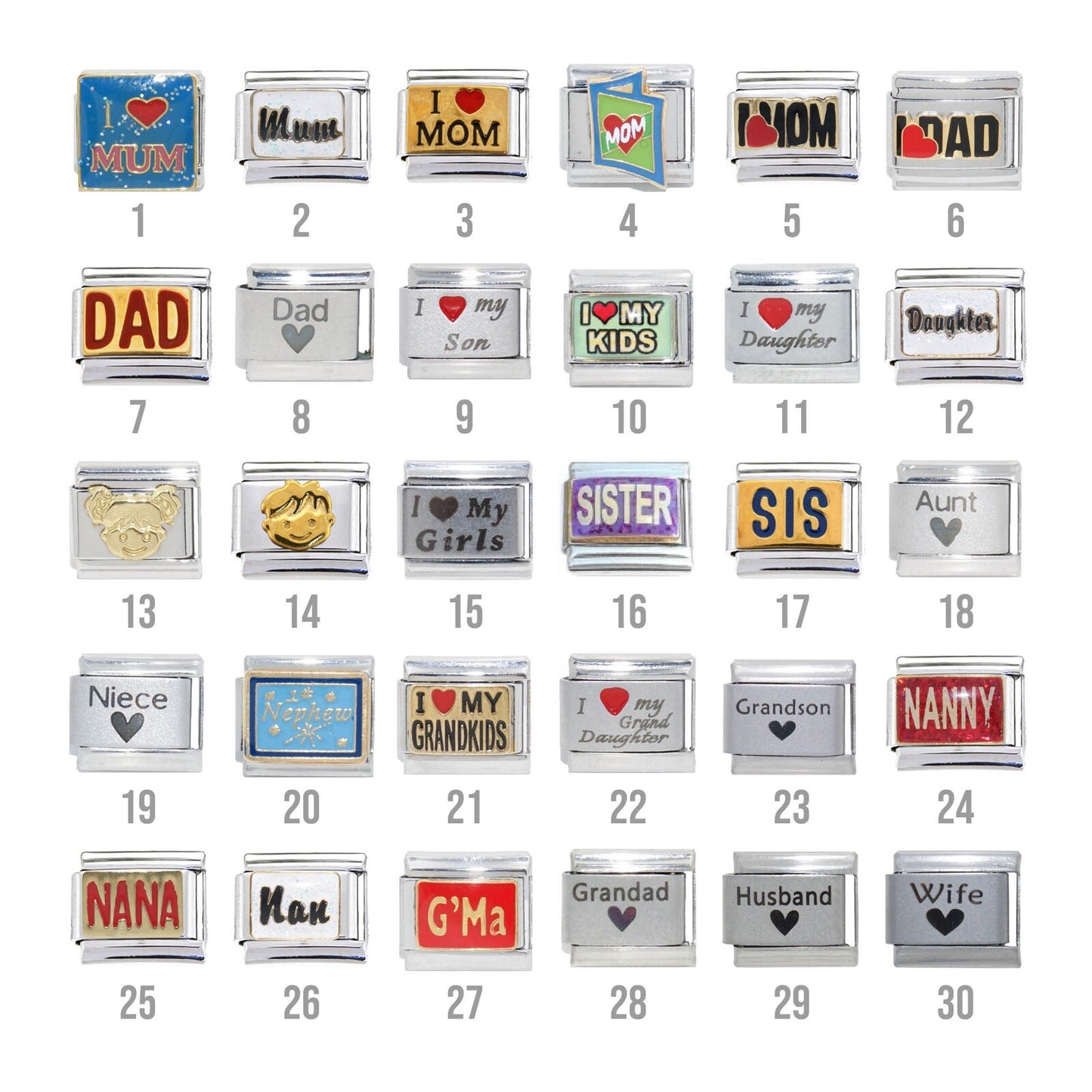 Bracelet including 2 or more 9mm Italian charms